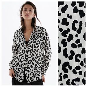 Zara Animal Print Satin Effect Blouse